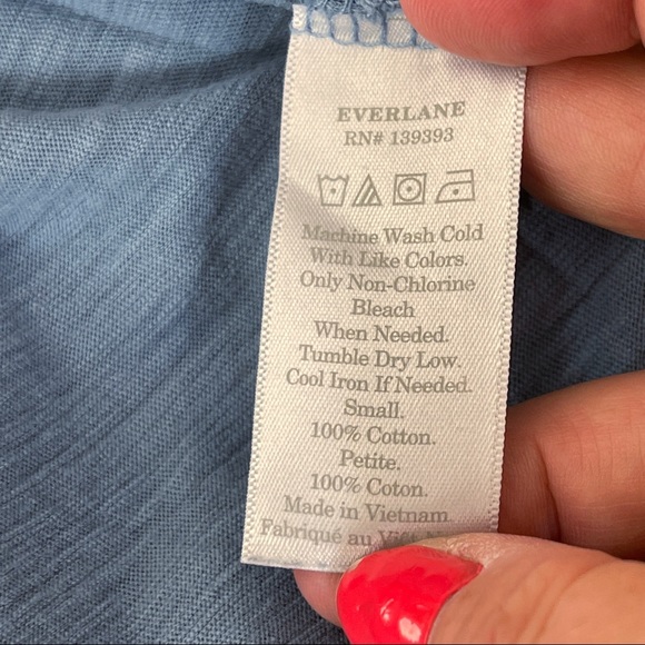Everlane Size S Blue Short Sleeve Cotton T-Shirt - Picture 7 of 7
